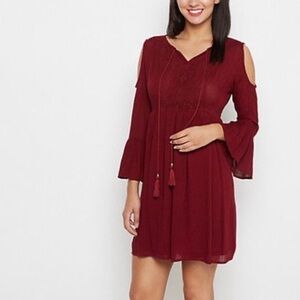 Wild Blue By Sadie Robertson Wine Off Shoulder Dress